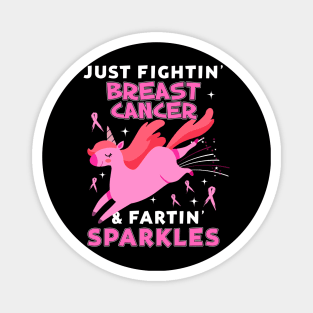 breast cancer funny unicorn farting sparkles Magnet